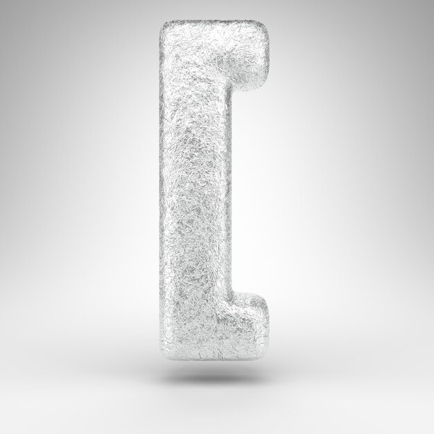 Symbole du crochet gauche sur fond blanc. Signe de rendu 3D en papier d'aluminium froissé avec texture en métal brillant.