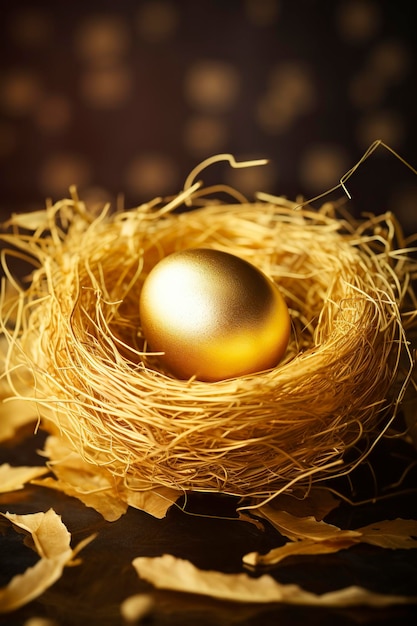 Photo symbole du développement économique œuf d'or dans un nid