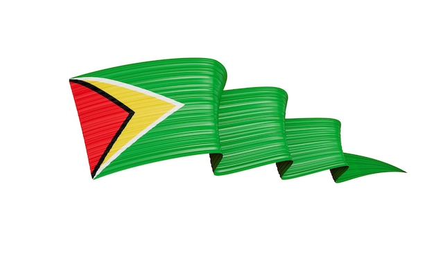 Symbole du drapeau de la Guyane isolé sur fond bannière nationale Fête de l'indépendance Illustration 3d