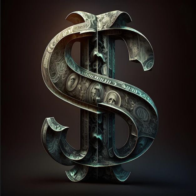 Symbole du signe dollar rendu 3d