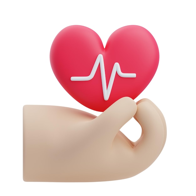 Le symbole du soin du cœur en 3D dans la main