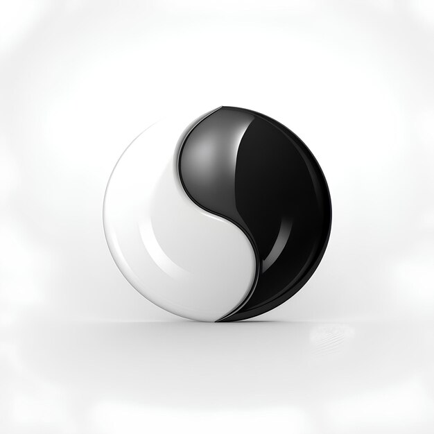 Photo le symbole du yin et du yang en noir et blanc 3d