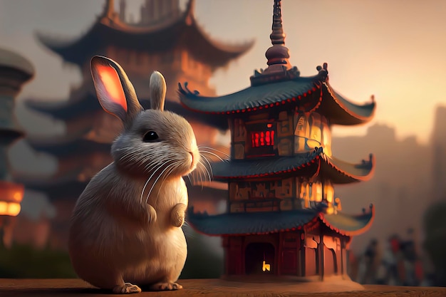 Symbole du zodiaque chinois de fond pour l'année 2023 du lapin