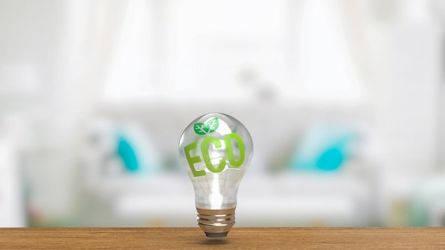 Le symbole éco sur l'ampoule pour le rendu 3d de l'écologie ou du concept d'environnement