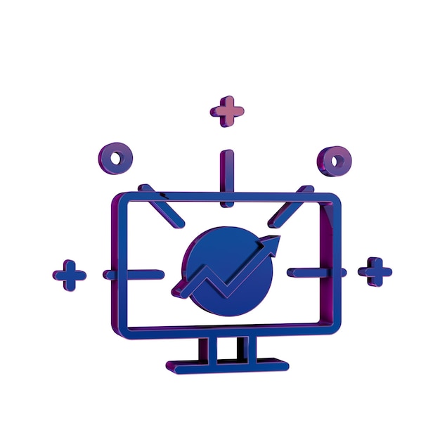 Symbole d'écran de données de l'icône rétro néon 3D