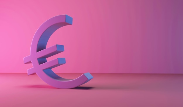 Symbole de l'euro sur fond de studio rose