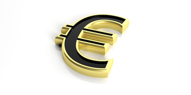 Symbole de l'euro de rendu 3D sur fond blanc
