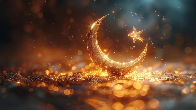 Le symbole de la fête sainte de l'Eid alAdha Une lune croissante et une étoile Le symbole halal