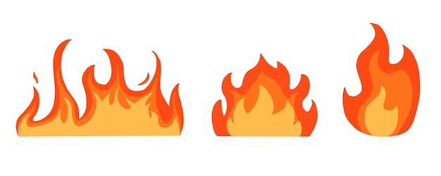 Symbole de flamme de feu isolé sur fond blanc