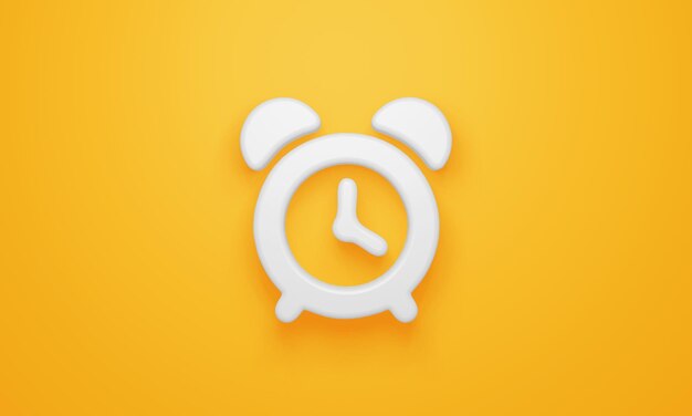 Symbole d'horloge minimal sur fond jaune rendu 3d