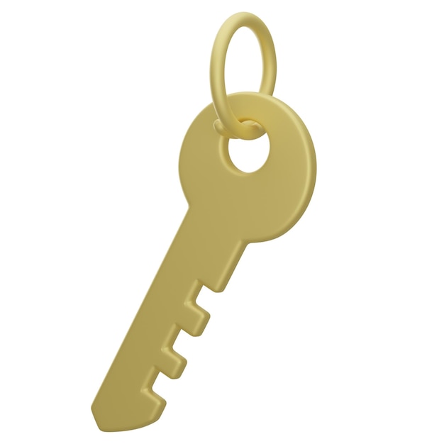 Symbole de l'immobilier 3D à clé dorée