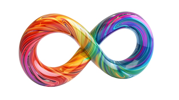 Le symbole de l'infini arc-en-ciel pour la neurodiversité est un panneau en verre brillant et coloré de style 3D.