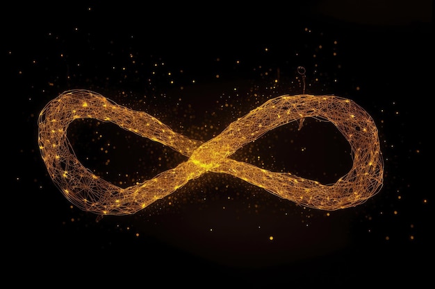 Un symbole d'infini d'or avec un fond noir