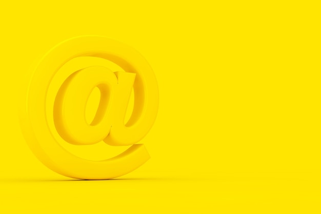 Symbole jaune AT Email ou Internet Sign in Duotone Style sur fond jaune. Rendu 3D