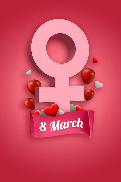 Photo symbole de la journée internationale de la femme sur fond rose salutation pour le 8 mars bonne journée de la femme 25 novembre journée internationale pour l'élimination de la violence à l'égard des femmes