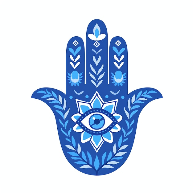 Photo le symbole juif bleu hamsa