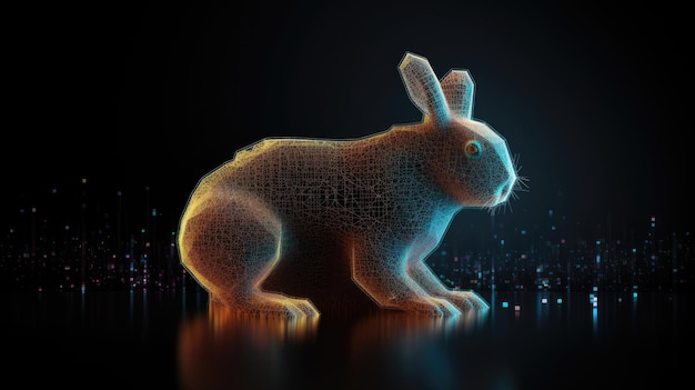 Symbole de lapin sur fond numérique Concept de marché des finances et des affaires avec Generative AI Tech