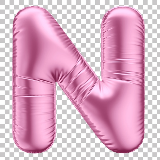Symbole de la lettre N en ballon rose 3D pour les célébrations avec un fond transparent