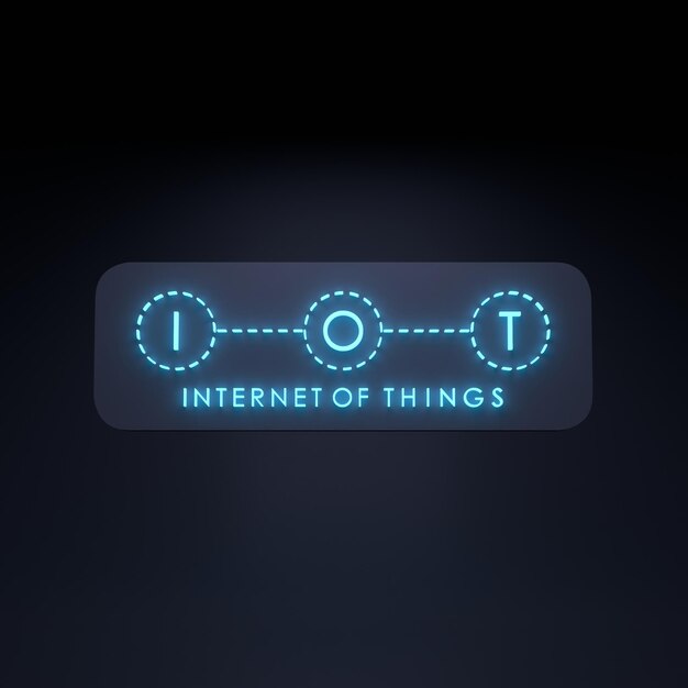 Symbole de logo de chose Internet néon concept IoT illustration de rendu 3d