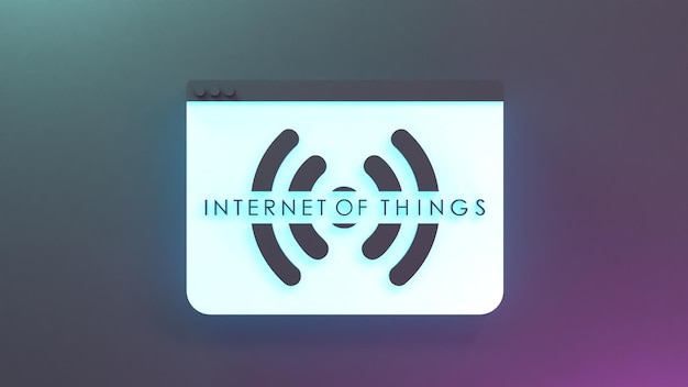 Symbole de logo de chose Internet néon concept IoT illustration de rendu 3d