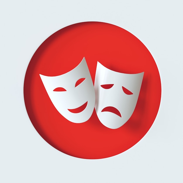 Symbole de masques de théâtre de comédie et de tragédie Icône de masque de théâtre