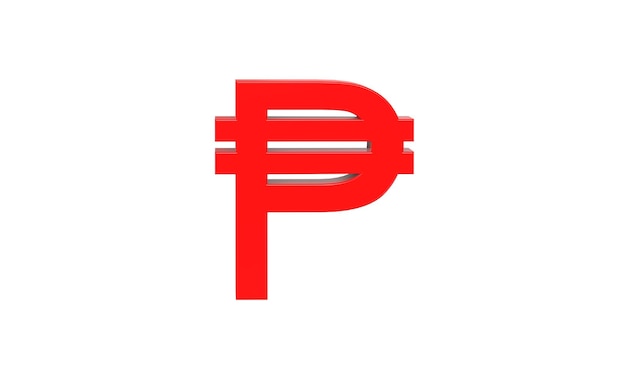 Symbole monétaire du peso philippin des Philippines en rouge rendu 3d illustration 3d