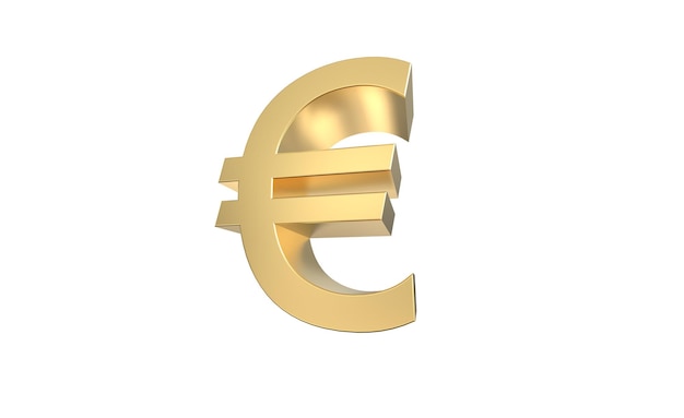 Symbole monétaire de l'euro de l'union européenne en 3d doré