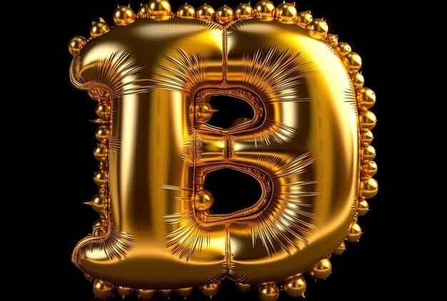 Photo le symbole de monnaie dorée du bitcoin est une lettre btc faite d'un ballon gonflable.