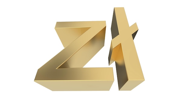Symbole de monnaie Zloty polonais de la Pologne en 3d d'or