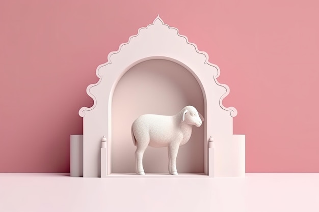 Symbole de mouton 3d Eid Al Adha généré par l'IA