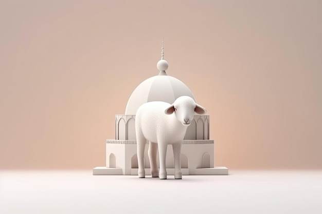 Symbole de mouton 3d Eid Al Adha généré par l'IA