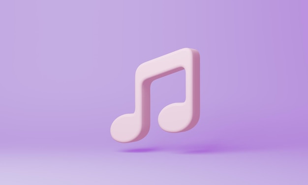 Symbole de musique minimal sur fond violet rendu 3d