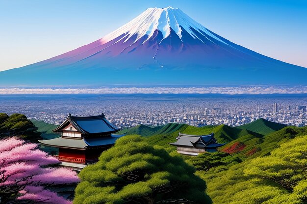 Symbole National du Japon Visite du Mont Fuji Représentation Repère Belle Montagne