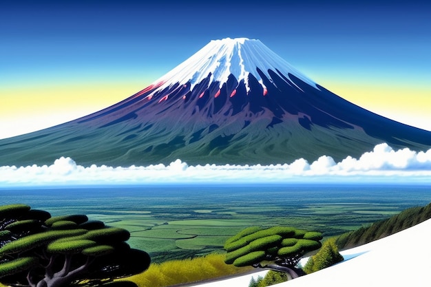 Photo symbole national du japon visite du mont fuji représentation repère belle montagne