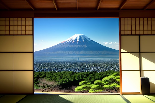 Photo symbole national du japon visite du mont fuji représentation repère belle montagne