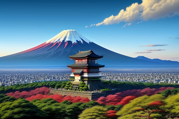 Symbole National du Japon Visite du Mont Fuji Représentation Repère Belle Montagne