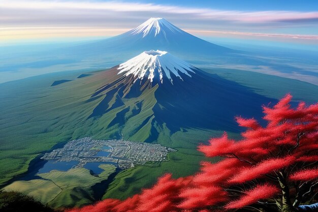 Photo symbole national du japon visite du mont fuji représentation repère belle montagne