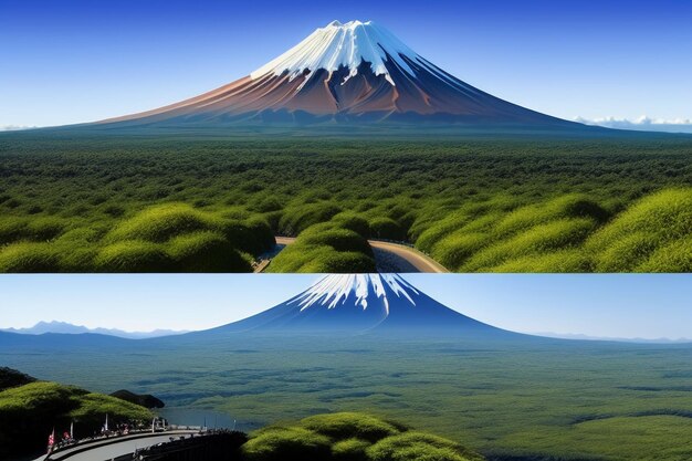 Photo symbole national du japon visite du mont fuji représentation repère belle montagne