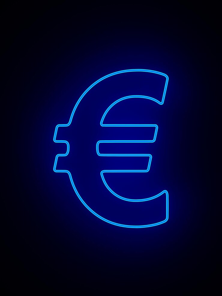 Photo symbole néon euro sur fond sombre illustration 3d