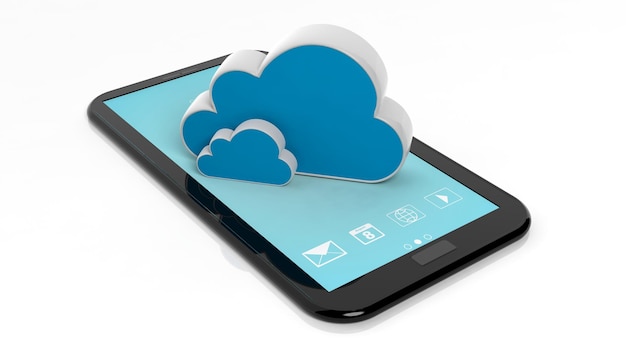 Symbole de nuage sur tabletisolated sur fond blanc