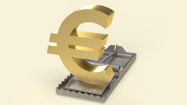 Le symbole or euro sur le concept d'entreprise de piège à rat rendu 3d