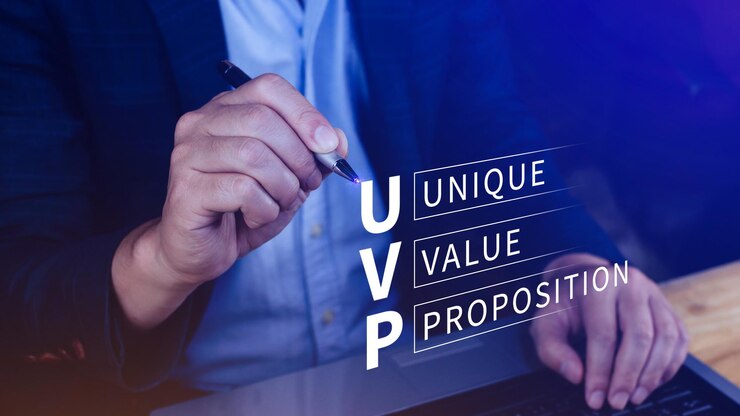 Photo symbole de proposition de valeur unique uvp le concept d'entreprise et de proposition de value unique symbolisant la planification et l'analyse stratégiques des entreprises