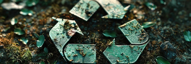 symbole de recyclage sur la bannière au sol