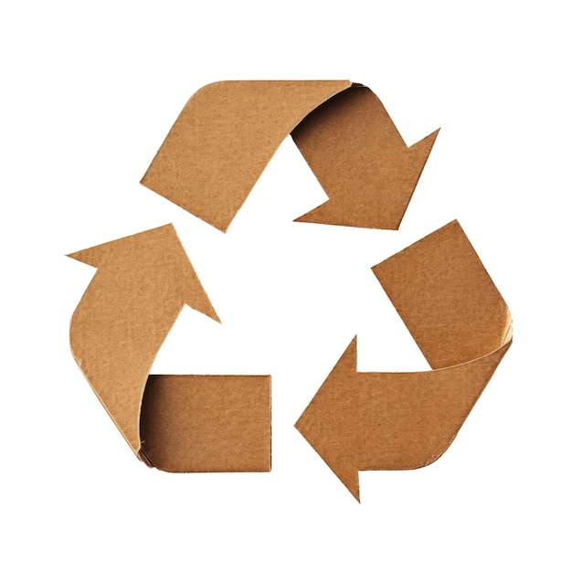 Symbole de recyclage de carton isolé sur fond transparent AI générative