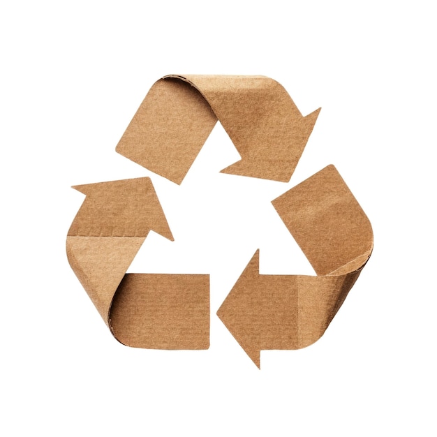 Symbole de recyclage de carton isolé sur fond transparent AI générative