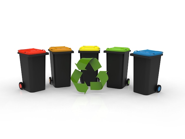 Symbole de recyclage devant les poubelles