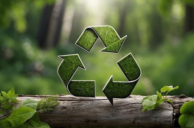 Symbole de recyclage sur fond naturel Concept d'environnement et d'écologie