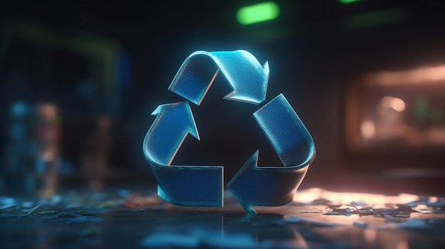 Photo symbole de recyclage sur fond noir ai génératif