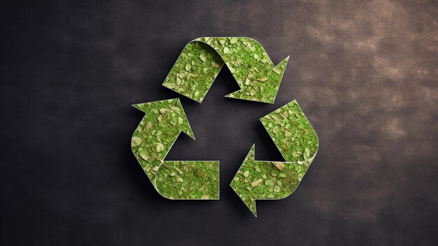 Photo symbole de recyclage en herbe verte