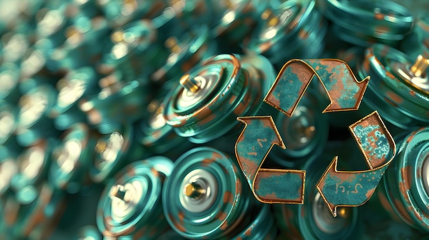 Symbole de recyclage hors métal et déchets métalliques sur le fond